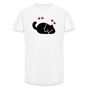 Cat Heart Love - Long Fit Men's T-Shirt - white - Front - AI Model Male 185 light (185cm)