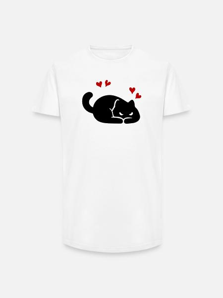 Katze Herz Liebe - Long Fit Männer T-Shirt - Weiß