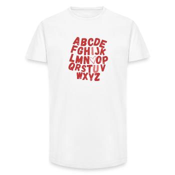 Colorful Alphabet Heart Print - Long Fit Men's T-Shirt - white - Front - AI Model Male 185 light (185cm)