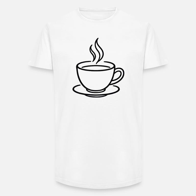 Kaffeetasse in Minimal-Linien - Long Fit Männer T-Shirt - Weiß