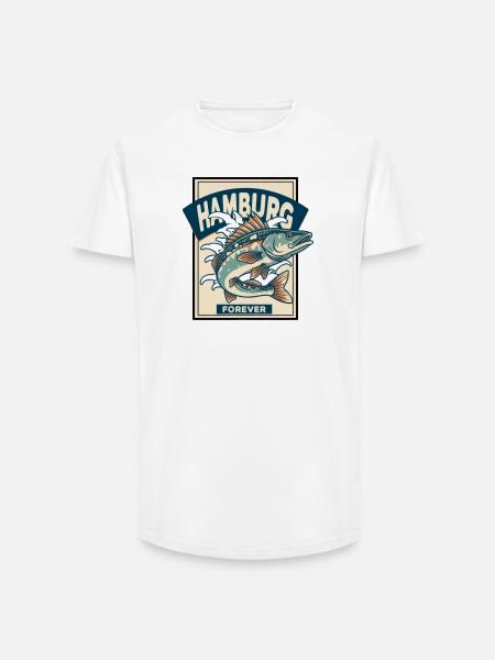Hamburg Forever – Fischliebe mit Stil - Long Fit Männer T-Shirt - Weiß
