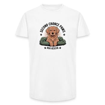 Second Chance Paws Hund Rettung - Long Fit Männer T-Shirt - Weiß - Vorne - AI Model Male 185 light (185cm)