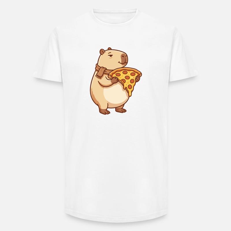 Pizza Capybara mit schmelzendem Käse - Long Fit Männer T-Shirt - Weiß