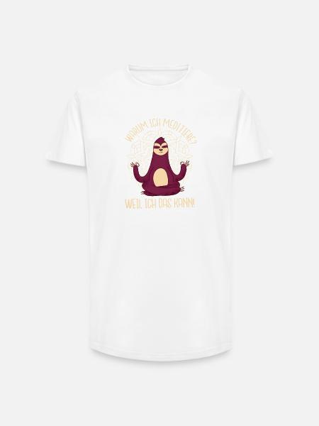 Meditating Sloth Yoga Saying Meditation - Long Fit Men's T-Shirt - white