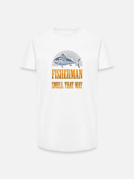 Pêcheur, pensionnaire, pensionnaire, pêcheur, - T-shirt coupe longue homme - blanc