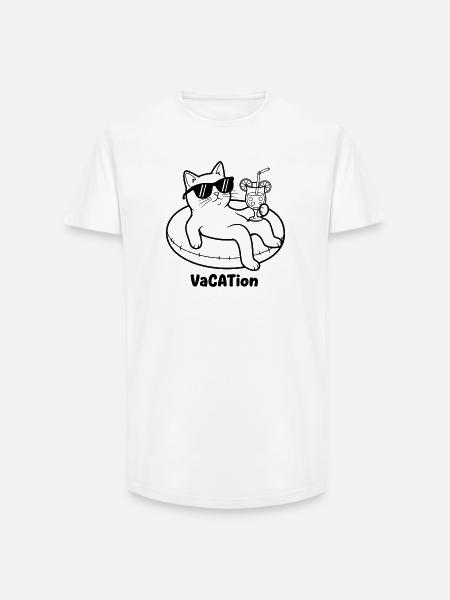 Katzenurlaub am Pool VaCATtion - Long Fit Männer T-Shirt - Weiß