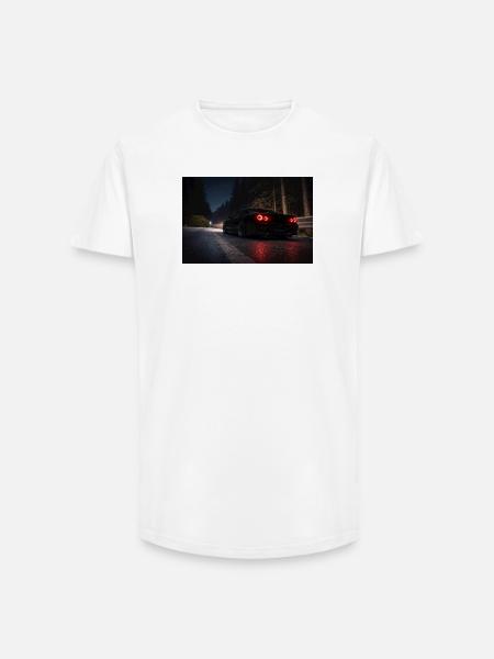 Nachtsportwagen auf der Straße - Long Fit Männer T-Shirt - Weiß