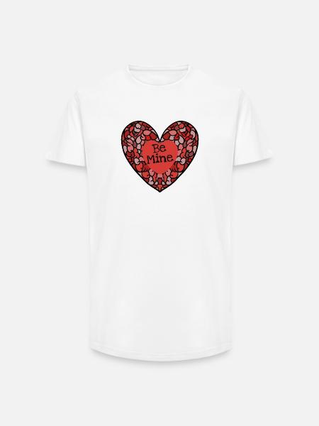 Be Mine Intricate Heart Mosaic - Long Fit Men's T-Shirt - white