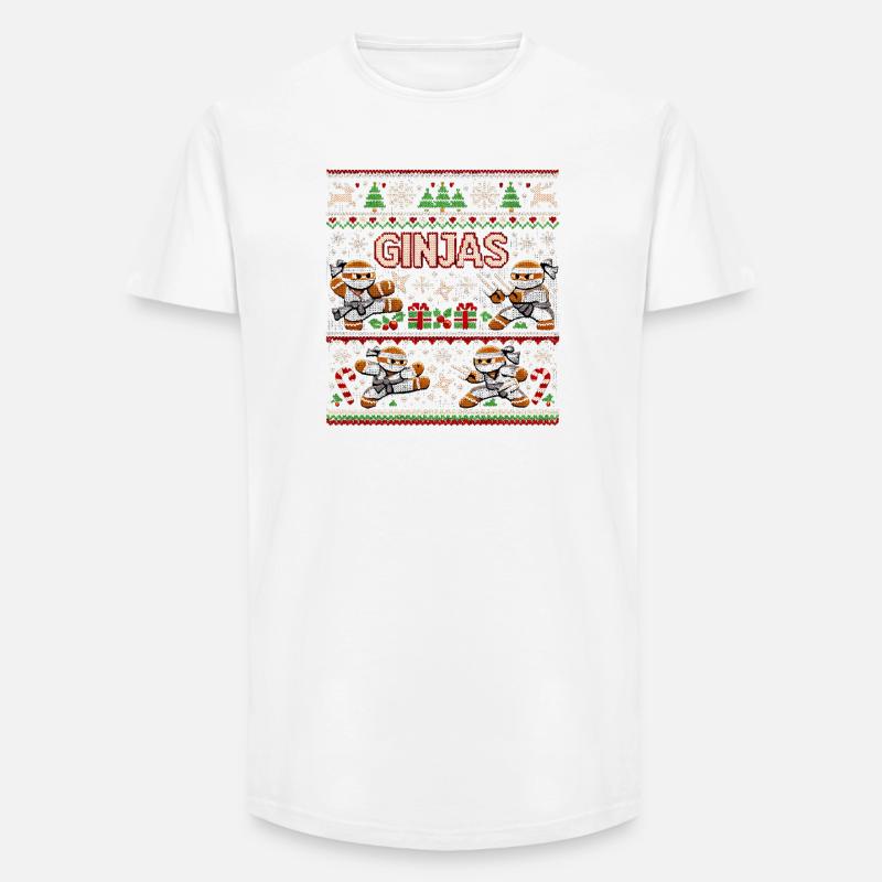 Ginjas Lebkuchen-Weihnachtspullover - Long Fit Männer T-Shirt - Weiß