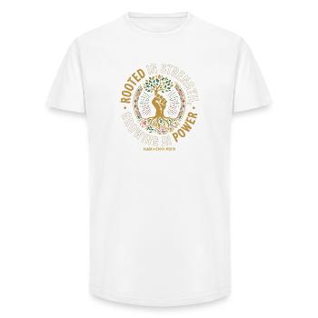 Wurzelkraft: Wachsen in Macht - Long Fit Männer T-Shirt - Weiß - Vorne - AI Model Male 185 light (185cm)