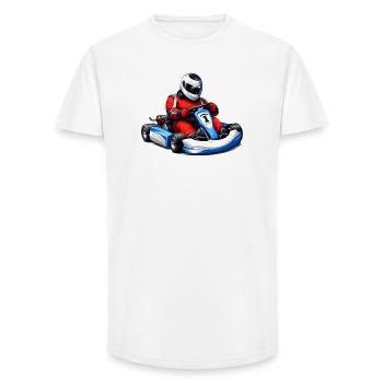 Go-Kart Racer Illustration - Long Fit Men's T-Shirt - white - Front - AI Model Male 185 light (185cm)