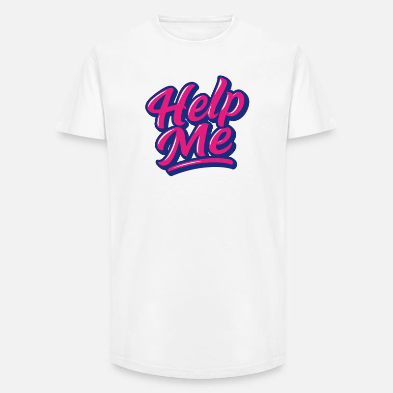 Help Me Neon Script - Long Fit Men's T-Shirt - white