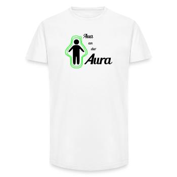 Ouch at the Aura - Long Fit Men's T-Shirt - white - Front - AI Model Male 185 light (185cm)