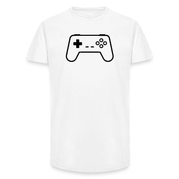 Gamepad Controller Outline Gaming Vector - Long Fit Men's T-Shirt - white - Front - AI Model Male 185 light (185cm)