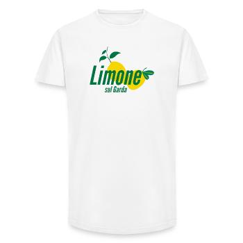 Chemise stylée à motif citron « Limone sul Garda » - T-shirt coupe longue homme - blanc - Devant - AI Model Male 185 light (185cm)