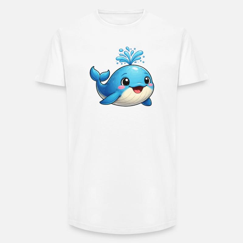 Kleiner blauer Wal mit Wasserfunken - Long Fit Männer T-Shirt - Weiß