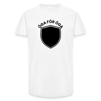 Un motif œil pour œil Shield en noir et blanc - T-shirt coupe longue homme - blanc - Devant - AI Model Male 185 light (185cm)
