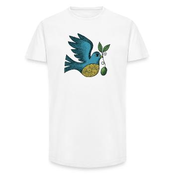 Azurblauer Vogel mit wirbelndem Bauch - Long Fit Männer T-Shirt - Weiß - Vorne - AI Model Male 185 light (185cm)