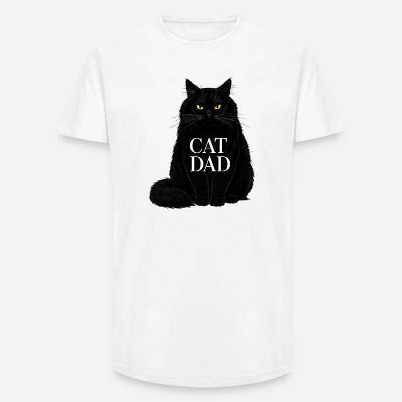 Cat Dad - Schwarze Katze Illustration Design - Long Fit Männer T-Shirt - Weiß