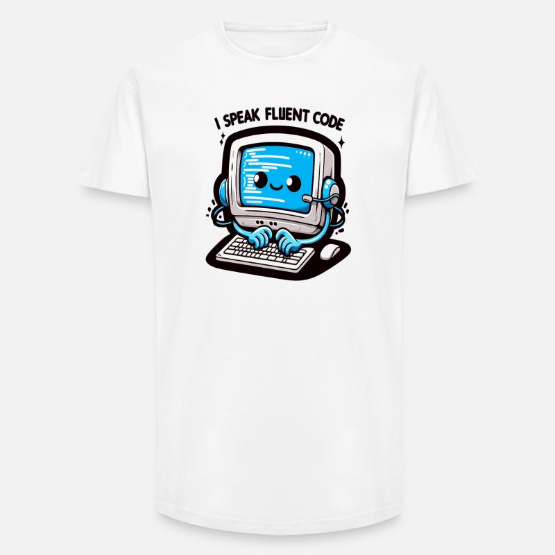 I Speak Fluent Code Retro Computer - Long Fit Men's T-Shirt - white