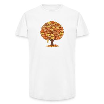 Katzenbaum Herbst - Süße schlafende Katzen Design - Long Fit Männer T-Shirt - Weiß - Vorne - AI Model Male 185 light (185cm)