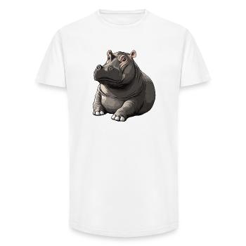 Silent Hippo Cartoon Style - Long Fit Men's T-Shirt - white - Front - AI Model Male 185 light (185cm)