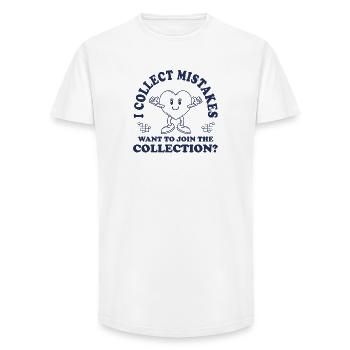 I Collect Mistakes – Retro Comic Flirt Saying - Long Fit Men's T-Shirt - white - Front - AI Model Male 185 light (185cm)