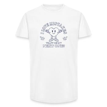 Love Mistakes – Retro Comic Flirt Saying - Long Fit Men's T-Shirt - white - Front - AI Model Male 185 light (185cm)