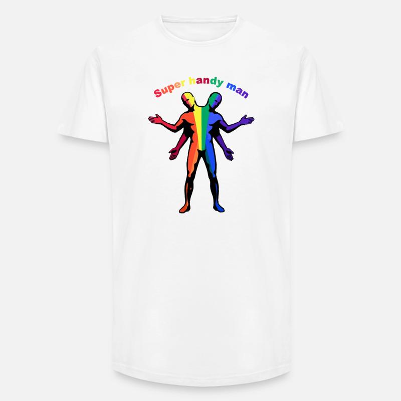 Super-Handwerker-Regenbogen - Long Fit Männer T-Shirt - Weiß