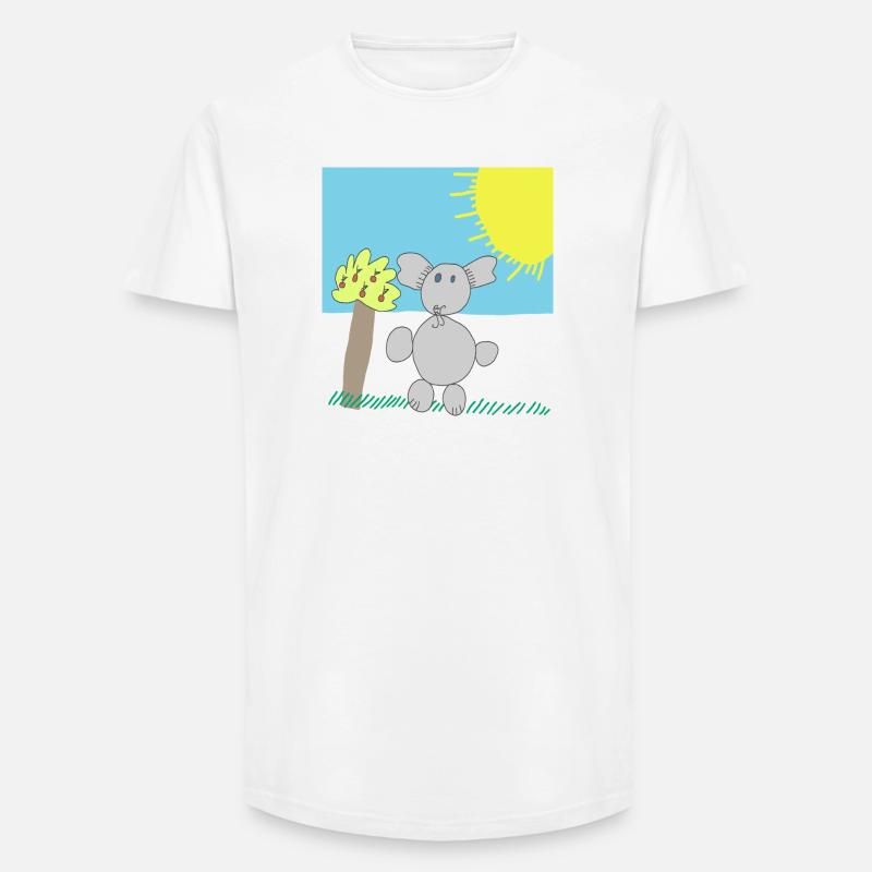 Verspielter Elefant unter einer hellen Sonne - Long Fit Männer T-Shirt - Weiß