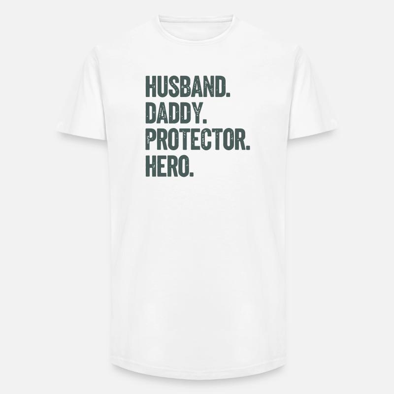 Husband Daddy Protector Hero - Long Fit Männer T-Shirt - Weiß