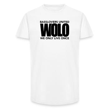 732918_356165557_basslovers_wolo_print - Long Fit Men's T-Shirt - white - Front - AI Model Male 185 light (185cm)