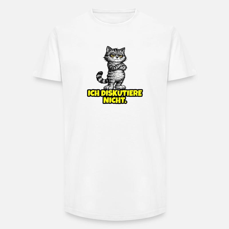 Ich diskutiere nicht. – Grumpy Katze (CAT) - Long Fit Männer T-Shirt - Weiß