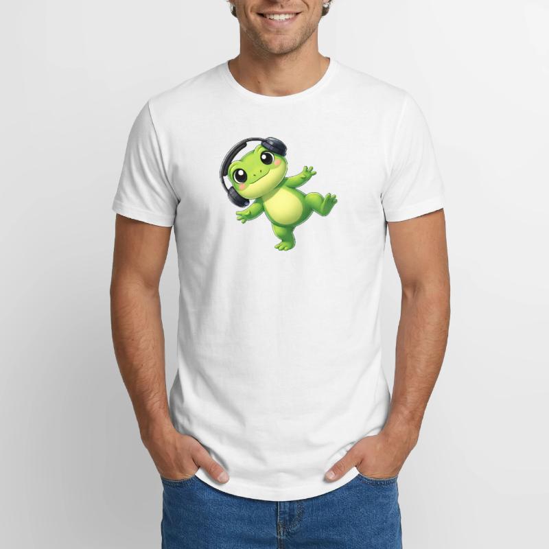 Cute frog toad toad with headphones dancing tech Long Fit Men's T-Shirt