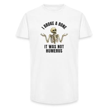 Lustiger Knochenbruch Humor – Ich habe mir einen Knochen gebrochen - Long Fit Männer T-Shirt - Weiß - Vorne - AI Model Male 185 light (185cm)