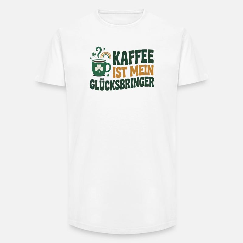 Kaffee ist mein Glücksbringer - Long Fit Männer T-Shirt - Weiß