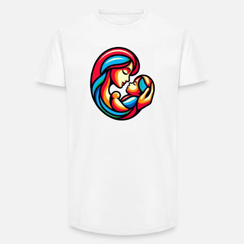 Bunte Mutter-Kind-Harmonie - Long Fit Männer T-Shirt - Weiß