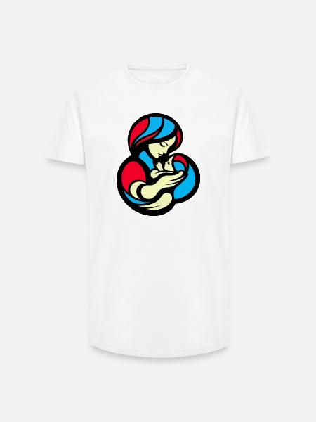Farbblock-Stil für Mutter und Kind - Long Fit Männer T-Shirt - Weiß