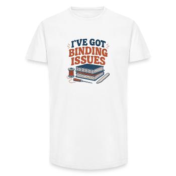 J’ai des problèmes d’attachement | Reliure - T-shirt coupe longue homme - blanc - Devant - AI Model Male 185 light (185cm)