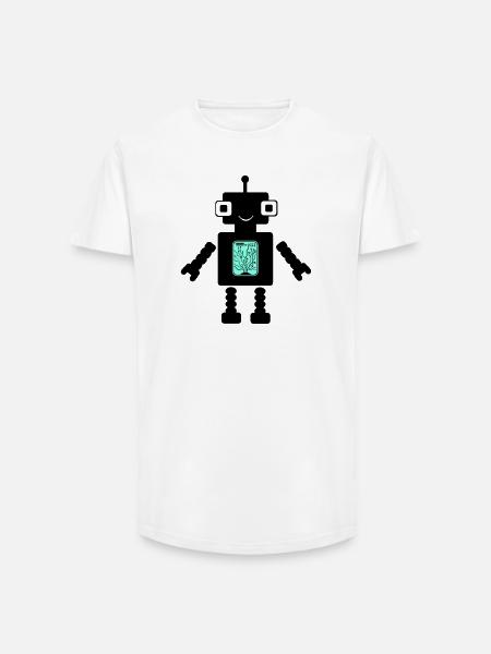 Robot Comic - T-shirt coupe longue homme - blanc
