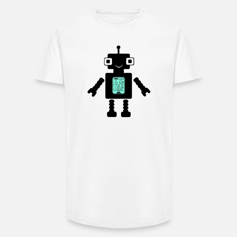 Roboter Comic - Long Fit Männer T-Shirt - Weiß