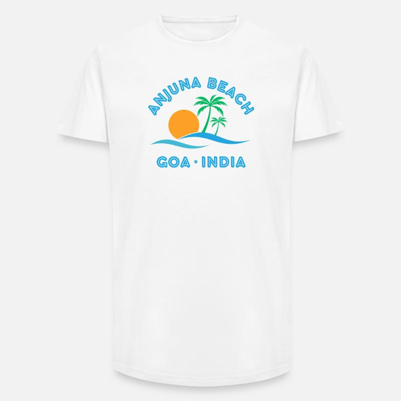 Plage d’Anjuna Goa Coucher de soleil - T-shirt coupe longue homme - blanc