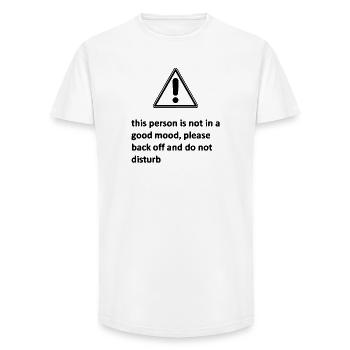 this person is not in a good mood, please back off - Long Fit Männer T-Shirt - Weiß - Vorne - AI Model Male 185 light (185cm)