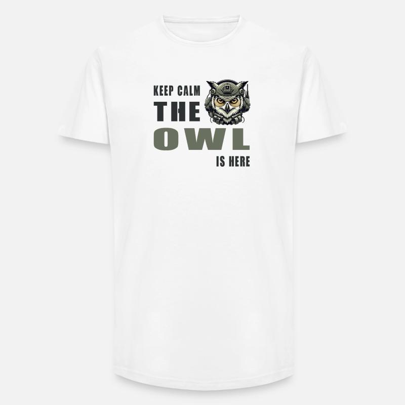 Ruhe bewahren, die Eule ist da - Long Fit Männer T-Shirt - Weiß