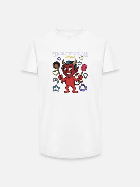Devil's Kitchen Cooking Devil - Long Fit Men's T-Shirt - white