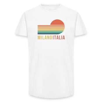 Milan, Italy - Long Fit Men's T-Shirt - white - Front - AI Model Male 185 light (185cm)