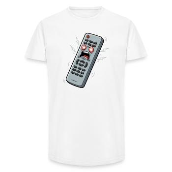 Screaming Remote Control Cartoon - Long Fit Men's T-Shirt - white - Front - AI Model Male 185 light (185cm)