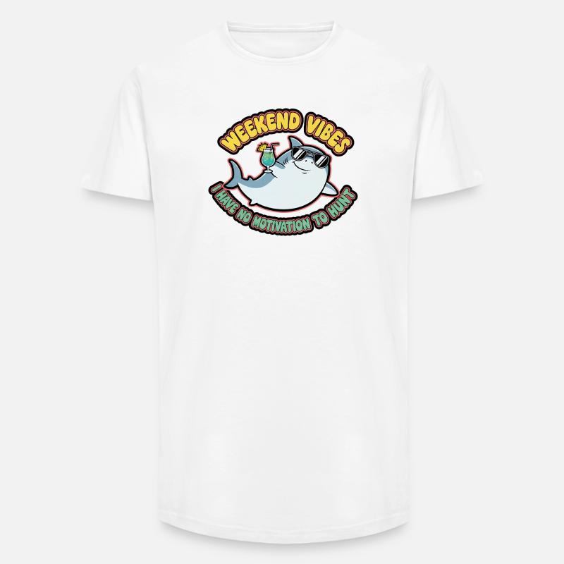 Weekend Vibes Shark Cocktail Tee - Long fit herre T-shirt - hvid