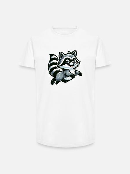 Niedlicher Waschbär Cartoon - Long Fit Männer T-Shirt - Weiß