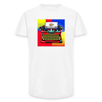 Pop Art Bang Typewriter - Long Fit Men's T-Shirt - white - Front - AI Model Male 185 light (185cm)